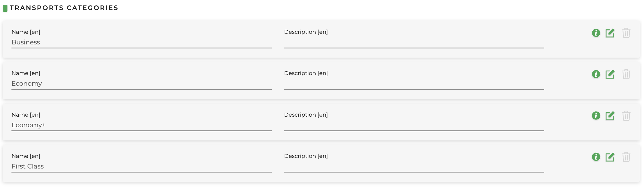 transport categories